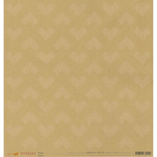 American Crafts - Amy Tan Stitched: Heartfelt Kraft Paper 12"x12"