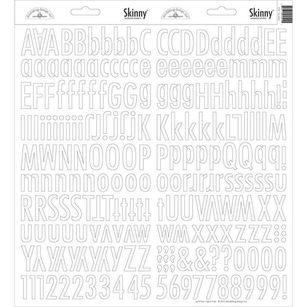 Doodlebug - Alphabet Stickers: Skinny, lily white / weiß