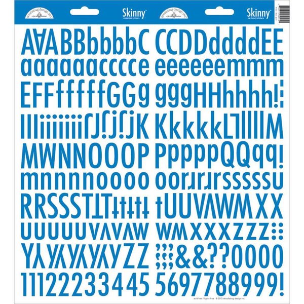 Doodlebug - Alphabet Stickers: Skinny, blue jean / blau