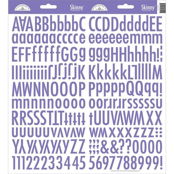 Doodlebug - Alphabet Stickers: Skinny, lilac / lila