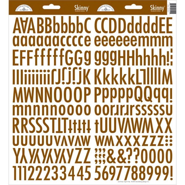 Doodlebug - Alphabet Stickers: Skinny, bon bon / braun