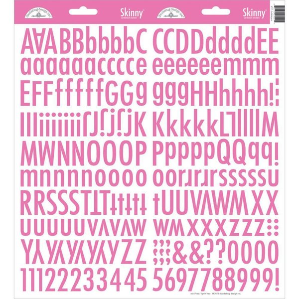 Doodlebug - Alphabet Stickers: Skinny, bubblegum / pink