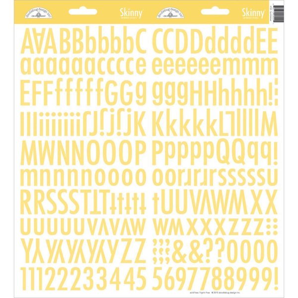 Doodlebug - Alphabet Stickers: Skinny, bumblebee / gelb