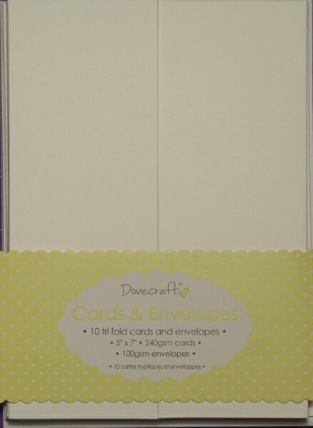 Dovecraft - Cards & Envelopes: 10 Stück, rechteckig, weiß, tri-fold