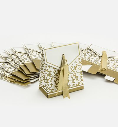 Faltbox mit Ornamenten, gold-weiß (12 St.)