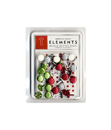 American Crafts - Elements: Medium Glitter Brads, Merrymind (40St.)