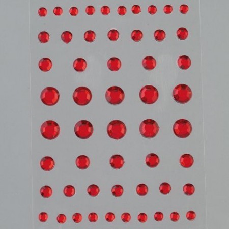 Strass Acryl selbstklebend: rund, rot