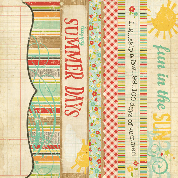 Simple Stories - 100 Days of Summer: 2x12 Border & 4x12 Title Strip Elements