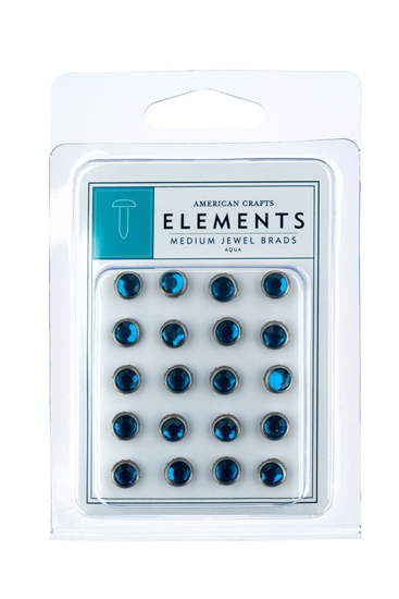 American Crafts - Elements: Medium Jewel Brads, Aqua (20 St.)