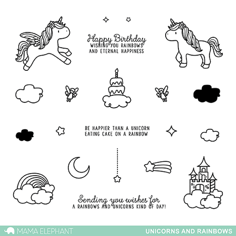 Mama Elephant - Clear Stamps: Unicorns and Rainbows