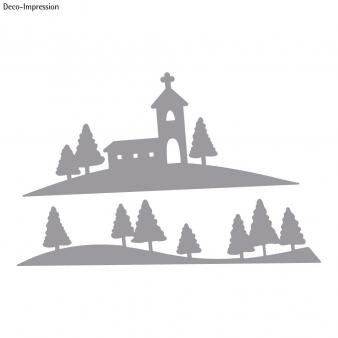 Rayher - Stanzschablone: Landschaft mit Kirche und Bäumen (2 St.)