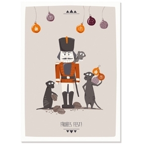 Cats on Appletrees - Postkarte: Frohes Fest! - Nussknacker