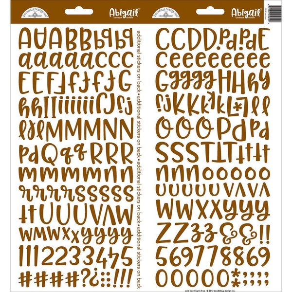Doodlebug - Alphabet Stickers: Abigail, bon bon / braun