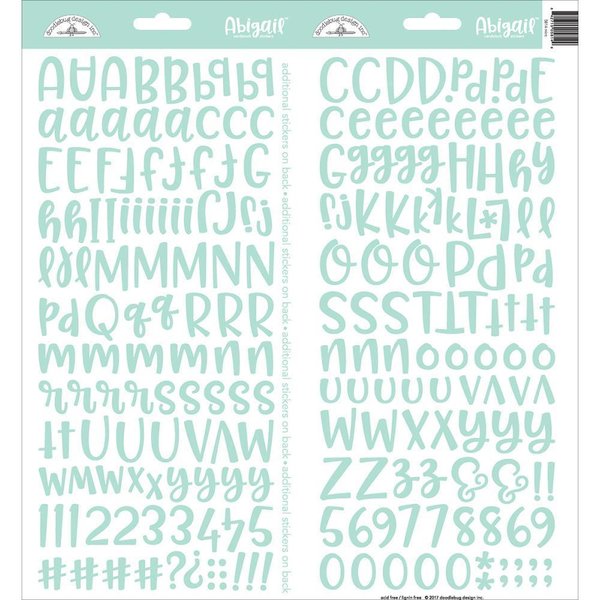 Doodlebug - Alphabet Stickers: Abigail, mint