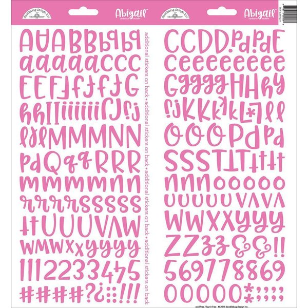 Doodlebug - Alphabet Stickers: Abigail, bubblegum / pink