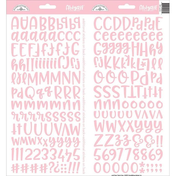 Doodlebug - Alphabet Stickers: Abigail, cupcake / rosa