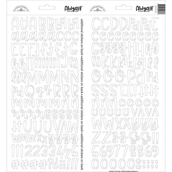 Doodlebug - Alphabet Stickers: Abigail, lily white / weiß