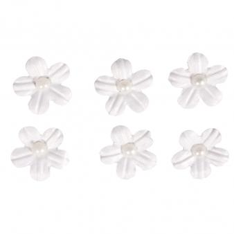 Rayher: Deko-Sticker Papierblüten mit Halbperle weiß (20 St.)