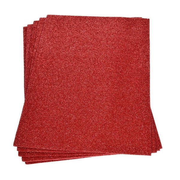 Efco - Moosgummiplatte : Glitter Rot (20cm x 30cm x 2mm)