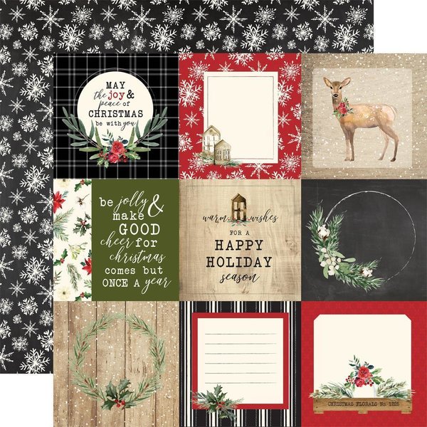 Carta Bella - Christmas: 4"x4" Journaling Cards / Snowflakes Paper 12x12"