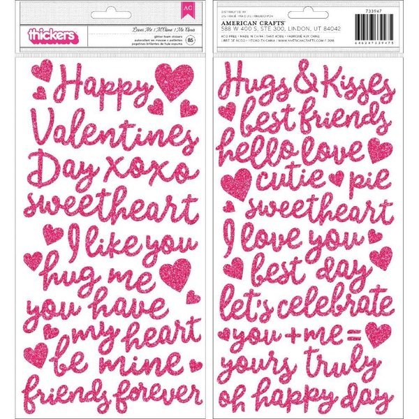 Thickers: Glitter Foam Phrase Stickers - Loves Me