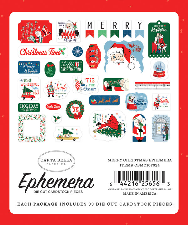 Carta Bella - Merry Christmas: Ephemera Die Cut Cardstock Pieces (33 St.)