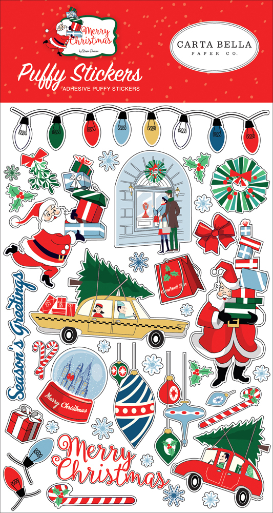 Carta Bella - Merry Christmas: Puffy Stickers