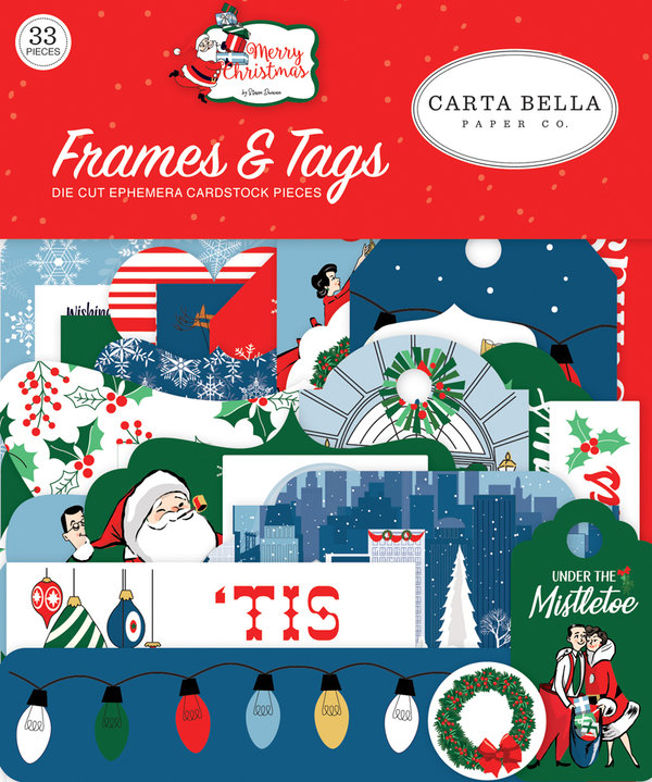 Carta Bella - Merry Christmas: Frames and Tags Die Cut Cardstock Pieces (33 St.)