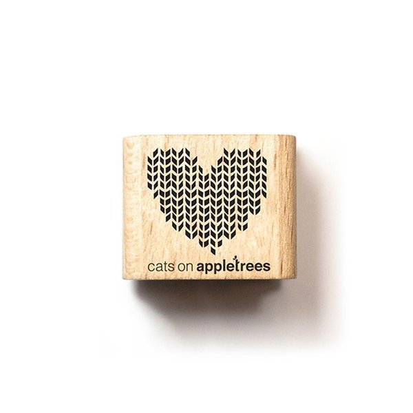 Cats on Appletrees - Holzstempel: Ministempel gestricktes Herz