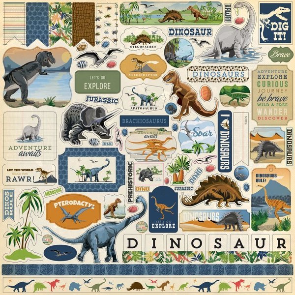 Carta Bella - Dinosaurs: Element Stickers 12"x12"