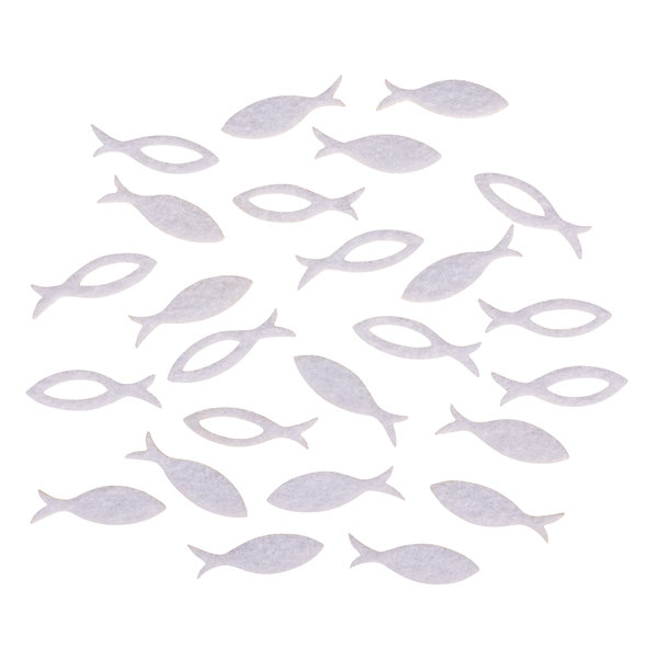 Rayher: Filz-Streuteile Fische weiß (36 St.)