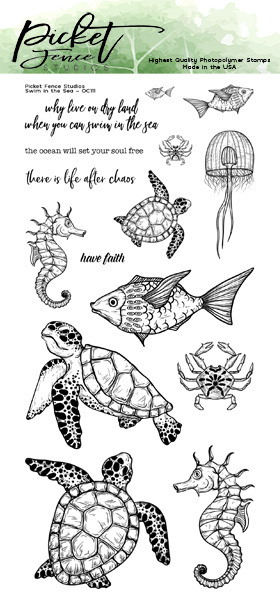 Picket Fence - Clear Stamps: Swim in the Sea