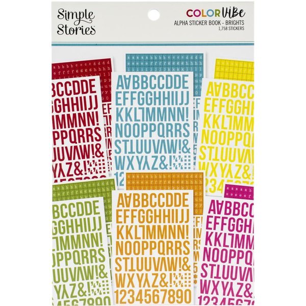 Simple Stories - Color Vibe: Alpha Sticker Book - Brights (12 Blatt)
