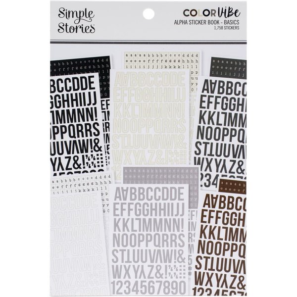 Simple Stories - Color Vibe: Alpha Sticker Book - Basics (12 Blatt)