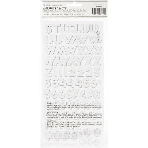 American Crafts - Thickers: Art Walk - Chipboard Letter Stickers (184 St., white)
