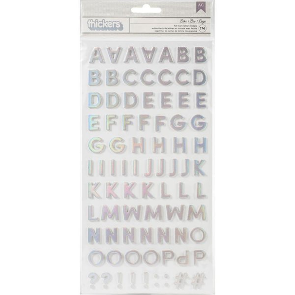 American Crafts - Thickers: Lake - Foil Foam Letter Stickers (174 St., holographic)