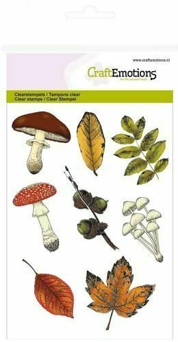 Craft Emotions - Clear Stamps: Mushrooms, Leaves (Pilze, Blätter)