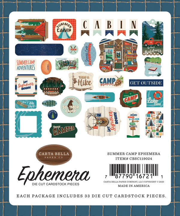 Carta Bella - Summer Camp: Ephemera Die Cut Cardstock Pieces (33 St.)