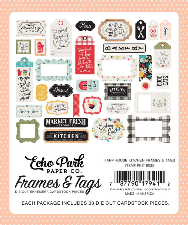 Echo Park - Farmhouse Kitchen: Frames & Tags Die Cut Pieces (33 St.)