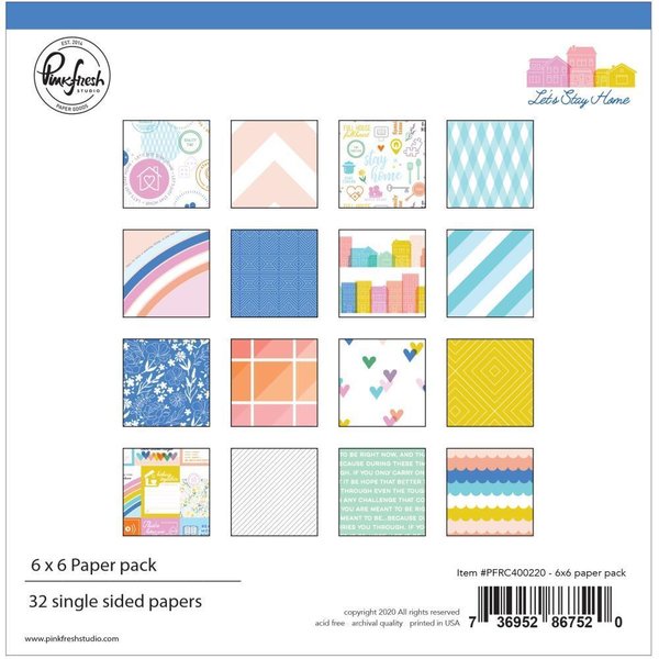 Pinkfresh Studio - Let´s Stay Home: Paper Pack 6x6" (32 Blatt)