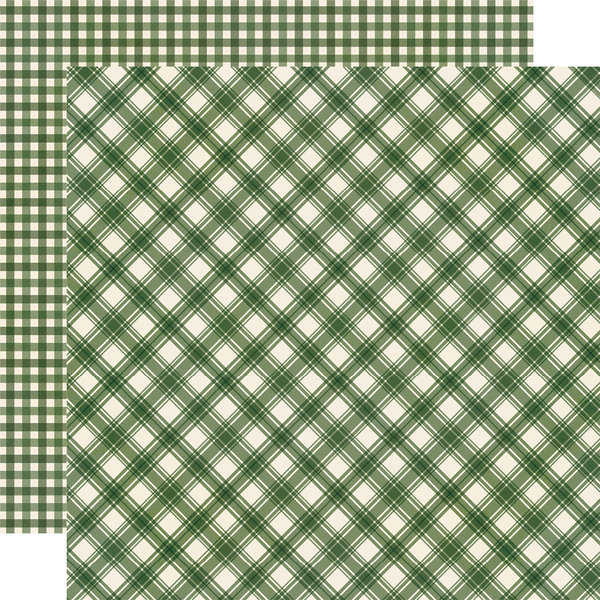 Simple Stories - Jingle All The Way: Evergreen Plaid / Gingham Paper 12"x12"