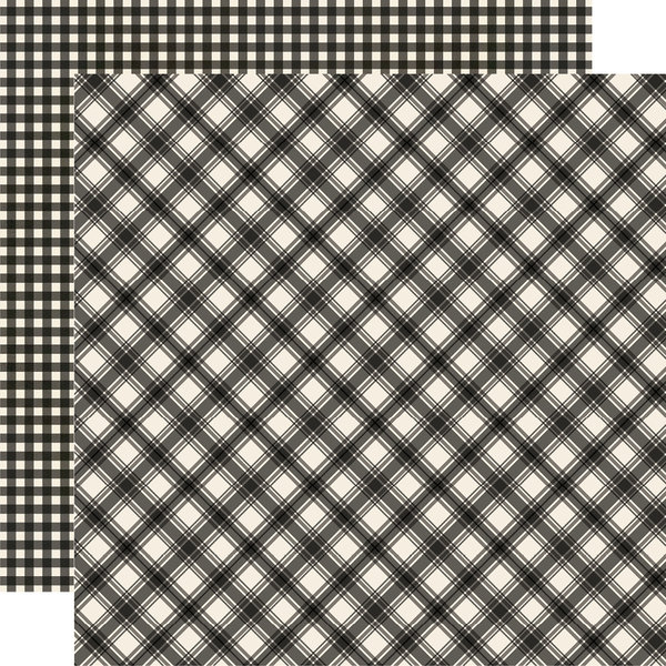 Simple Stories - Jingle All The Way: Coal Plaid / Gingham Paper 12"x12"