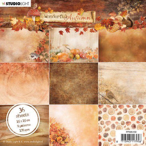 Studio Light - Paper Pad: Wonderful Autumn Nr. 150, 15x15cm  (36 Blatt)