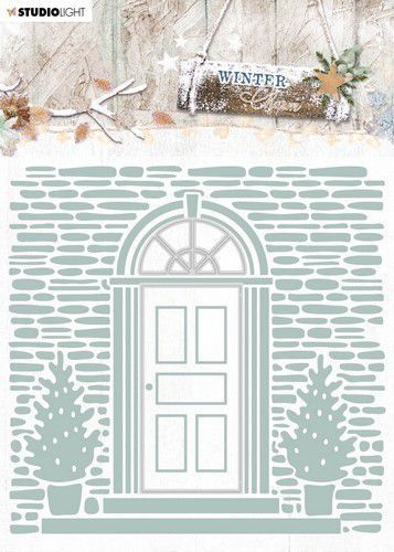 Studio Light - Embossing Folder: Winter Charm - Hauswand (geprägt) mit Tür (gestanzt)