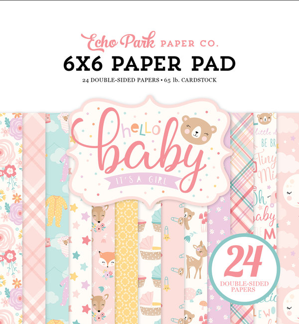 Echo Park - Hello Baby: Girl Paper Pad 6"x6" (24 Bögen)