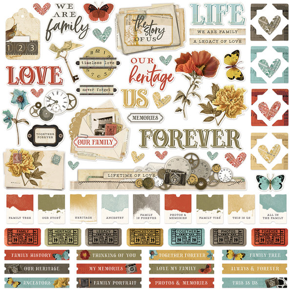 Simple Stories - Simple Vintage Ancestry: Combo Cardstock Stickers 12"x12"