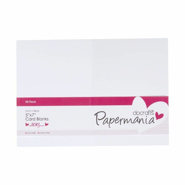 Docrafts Papermania - Cards & Envelopes: 50 Stück, rechteckig 5x7", weiß