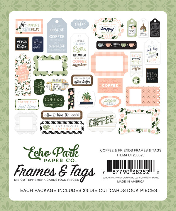 Echo Park - Coffee and Friends: Frames & Tags Die Cut Pieces (33 St.)
