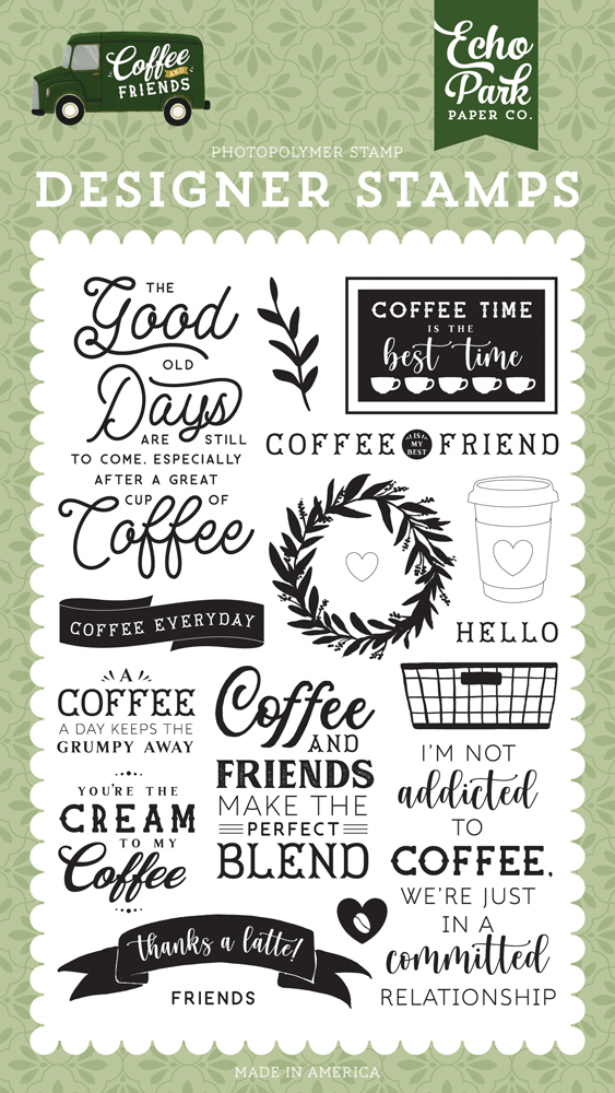 Echo Park - Coffee and Friends: Coffee Addict Stamp Set