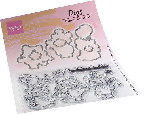 Marianne Design - Clear Stamps & Dies: Pigs / Schweinchen (Stempel und Stanzen)